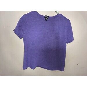 Eileen Fisher Purple 100% Wool Short Sleeve Pullover Sweater Size Medium